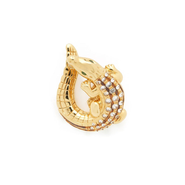 ﻿bibi van der velden Alligator Yellow Gold Twist Earring with Diamonds