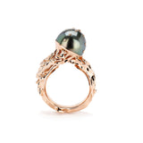 Jellyfish Tahitian Pearl Ring with White Diamonds