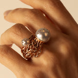Jellyfish White Pearl Stackable Ring