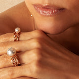 Jellyfish White Pearl Stackable Ring
