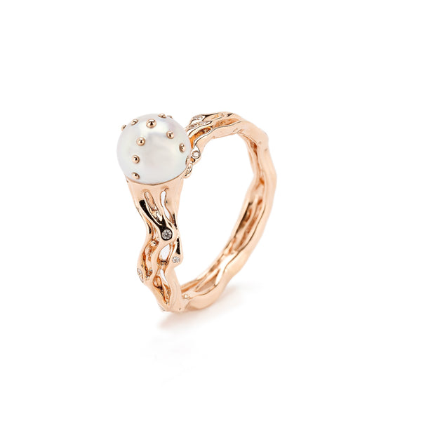 Jellyfish White Pearl Stackable Ring