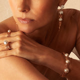 Jellyfish White Pearls Drop Earring with Diamonds