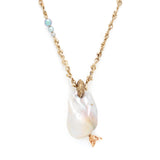 Mermaid Pearl Pendant on a Wave Chain