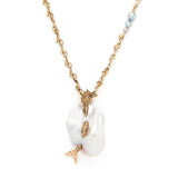 Mermaid Pearl Pendant on a Wave Chain