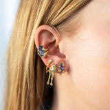 Mini Frog Abalone Quartz Stud