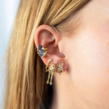 Mini Frog Opal Quartz Stud in 18K Gold made with Rock Crystal and Opal wear on