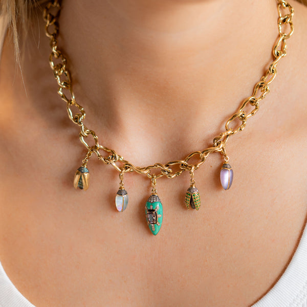 Mini Scarab Abalone Fly Wings Charm