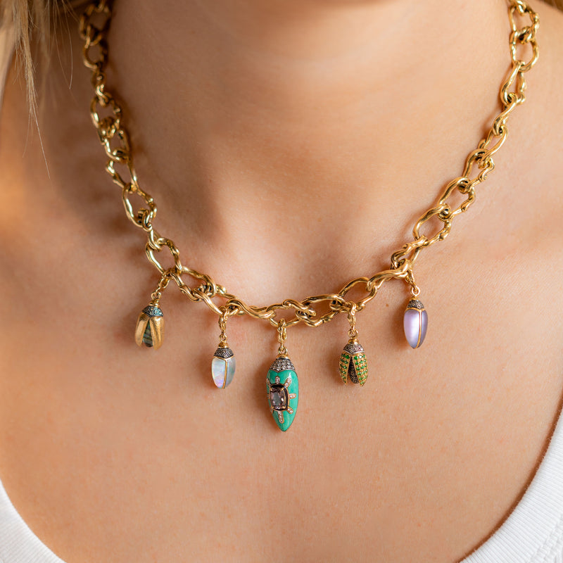 Mini Scarab Abalone Fly Wings Charm