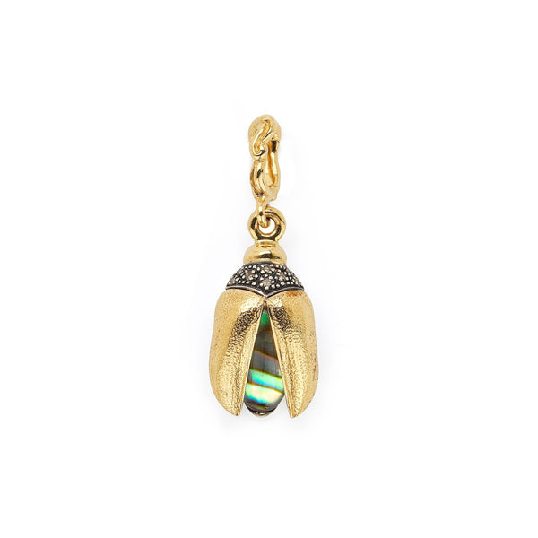 Mini Scarab Abalone Fly Wings Charm