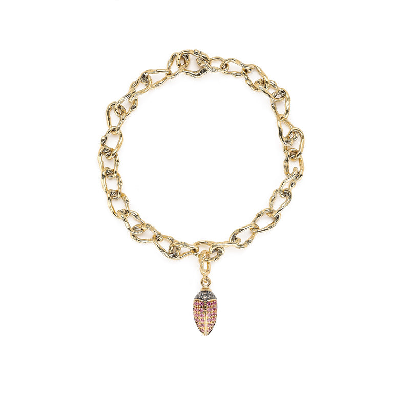 Mini Scarab Pave Pink Sapphire Charm