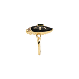 Scarab Ring in 18K gold with ebony wood, tourmaline, and diamonds — side view