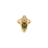 Scarab Ring in 18K gold with Tourmaline  and diamonds — front view