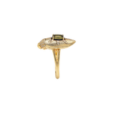 Scarab Ring in 18K gold with Tourmaline  and diamonds — side view