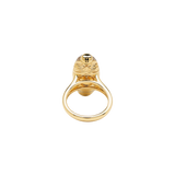 Scarab Ring in 18K gold with Tourmaline  and diamonds — back view