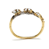 Tadpole to Frog Bangle 18K Gold made with Abalone and diamonds side view