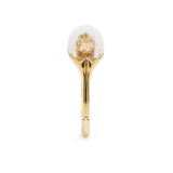 Terrarium Bangle in 18K Gold with diamonds mother of pearl and rock crystal side view