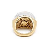 Terrarium Ring in 18K Gold with diamonds mother of pearl and rock crystal inside view