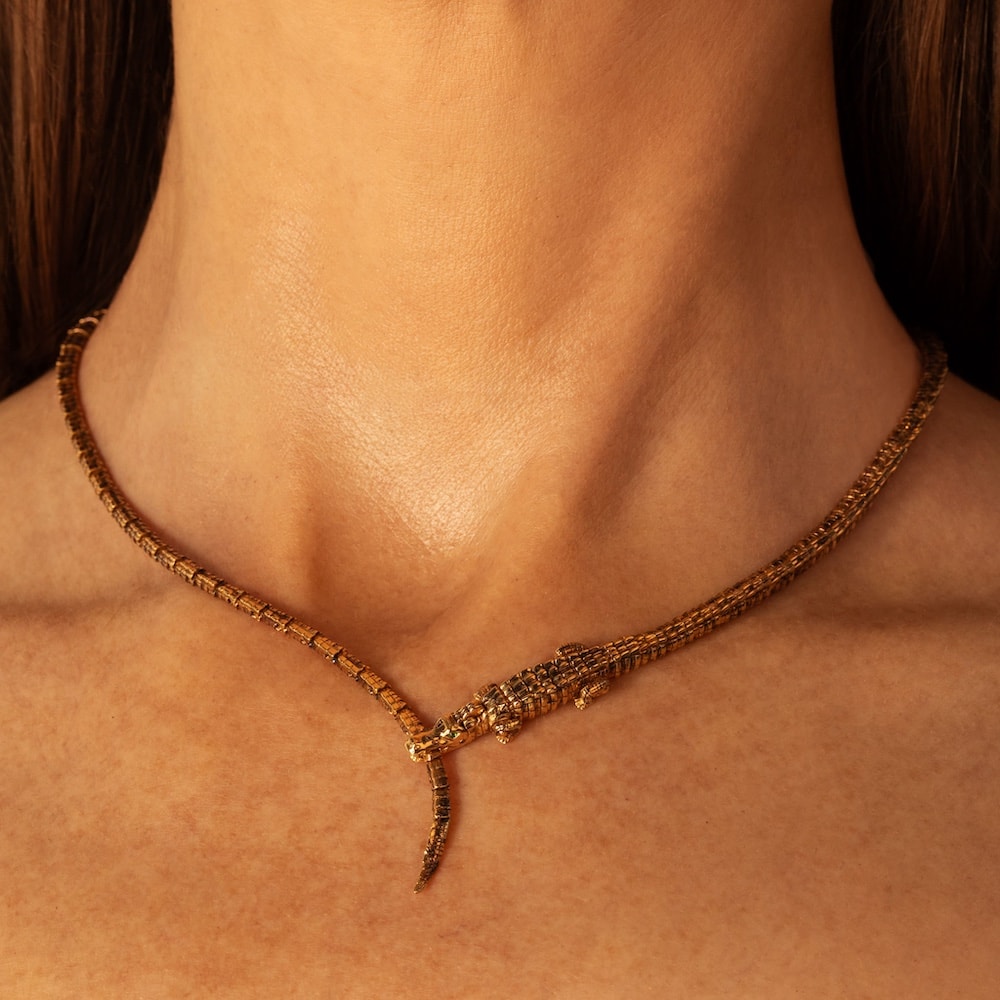 Thin Alligator Wrap Necklace – Bibi van der Velden