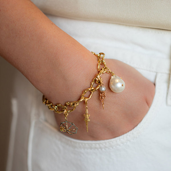 Wave Barrel Link Chain Bracelet - Fine