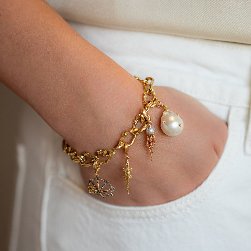 Wave Barrel Link Chain Bracelet - Fine