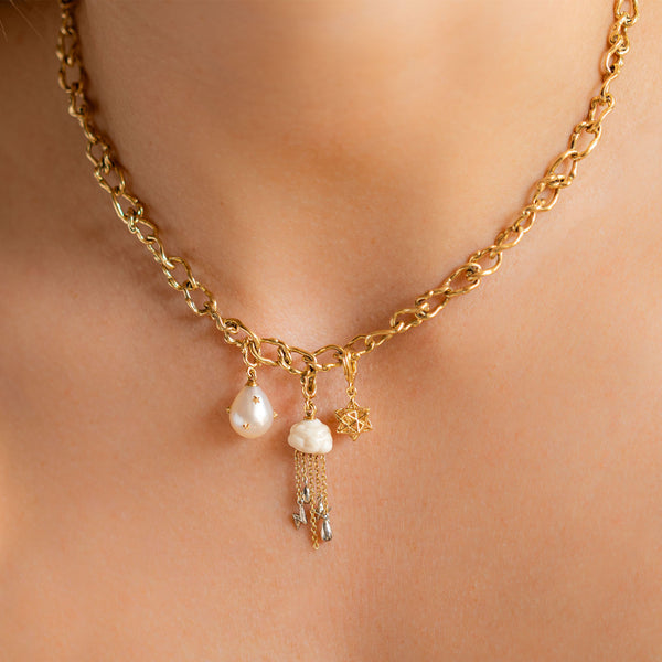 Wave Barrel Link Chain Necklace - Fine
