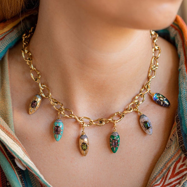 Wave Barrel Link Chain Necklace - Medium