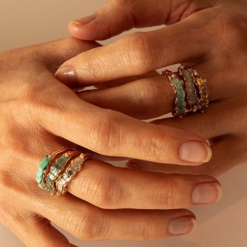 Wave Stackable Ring Turquoise Bibi van der Velden