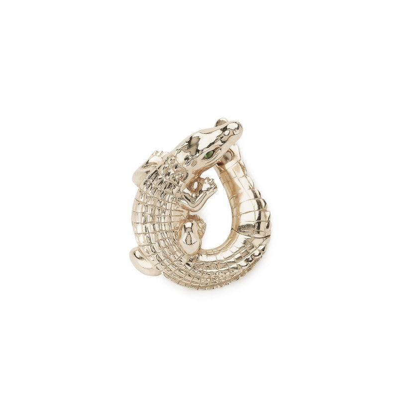 Alligator White Gold Twist Earring