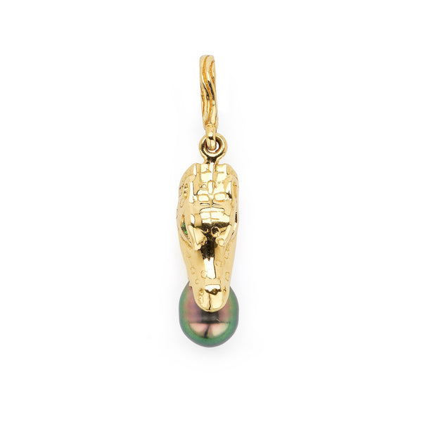 Alligator Biting Pearl Charm