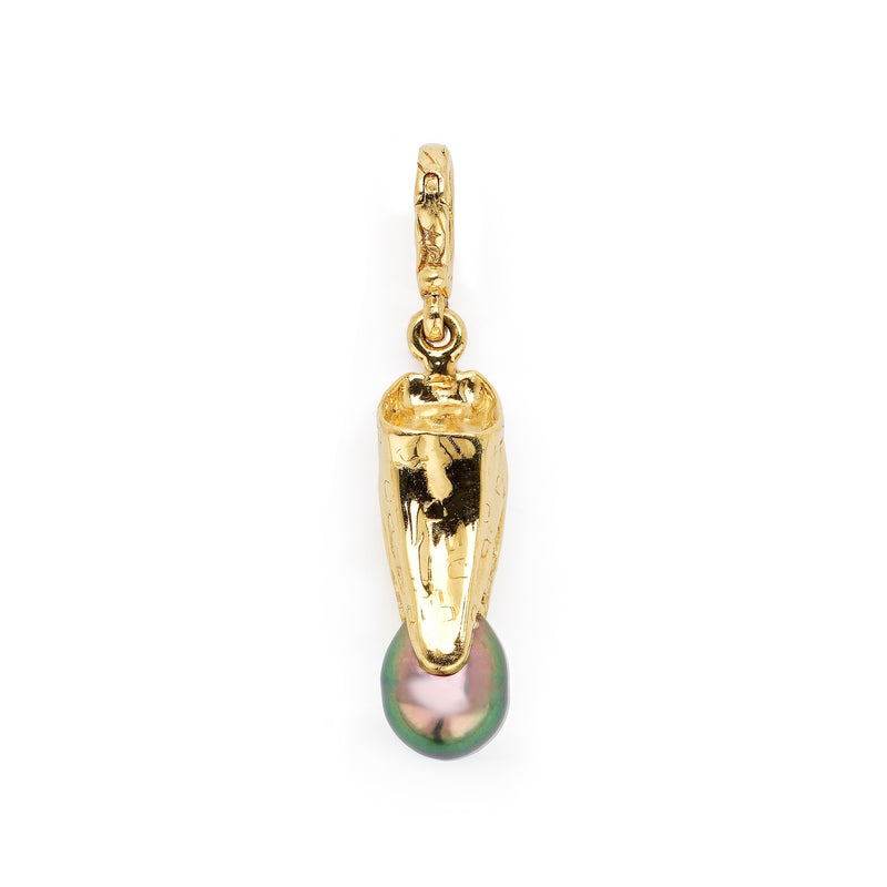 Alligator Biting Pearl Charm