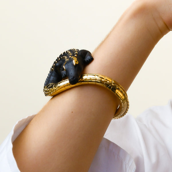 Ebony Wood Large Alligator Twist Bangle