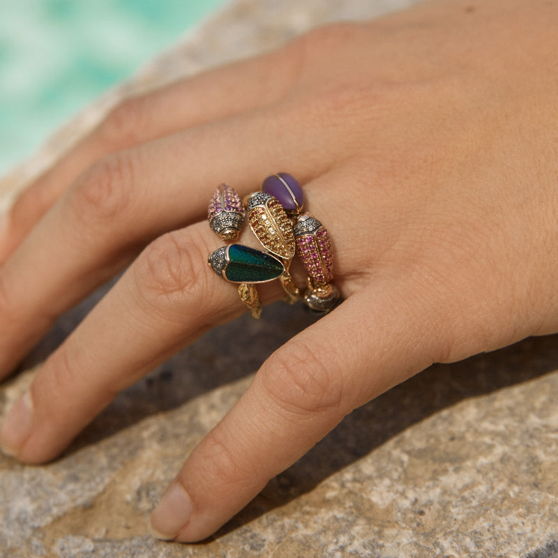 Floaty Scarab Stackable Ring