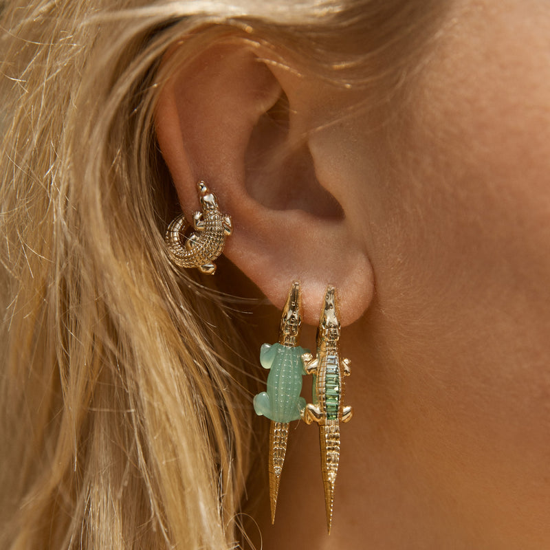 Gold Alligator Twist Earring