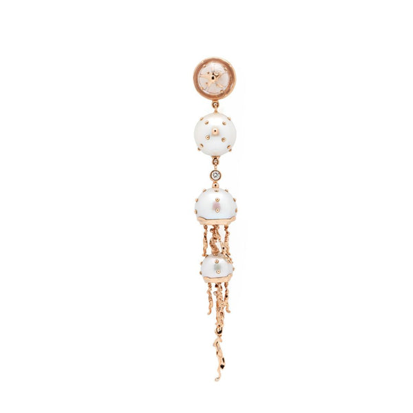 Jellyfish Quartz and White Pearls Drop Earring with Diamonds