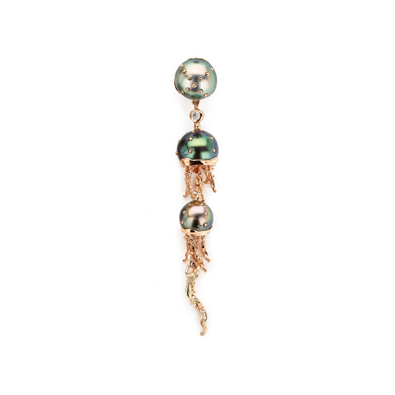 Jellyfish Tahitian Pearls Drop Earring with Diamonds