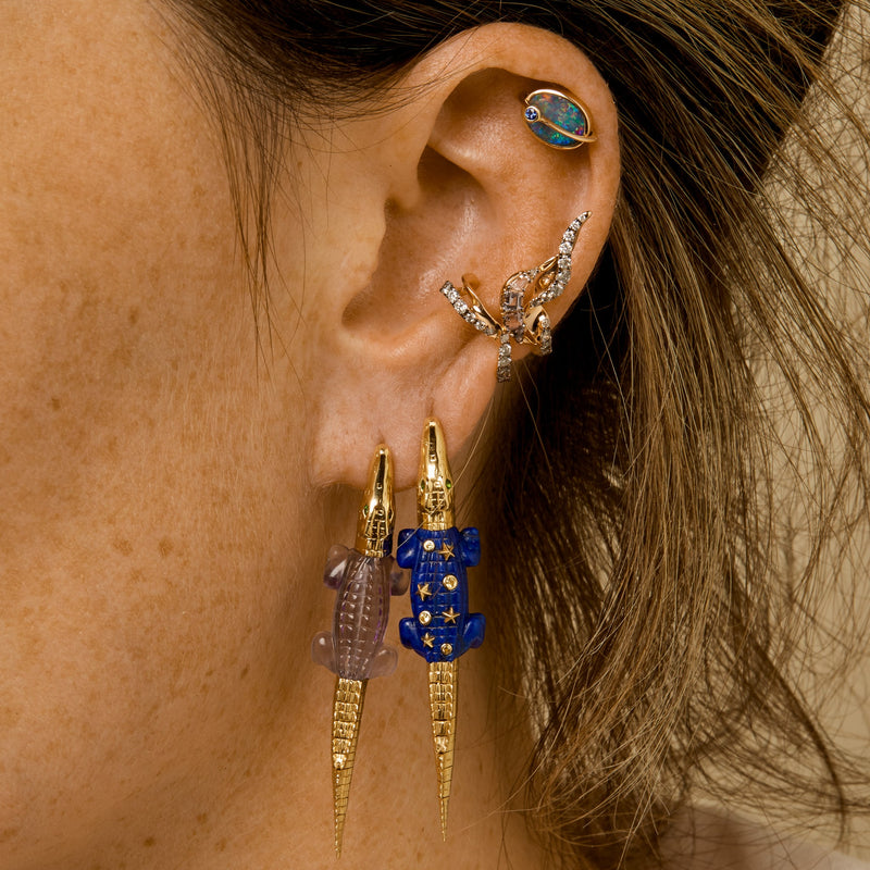 Lapis Star Alligator Bite Earring