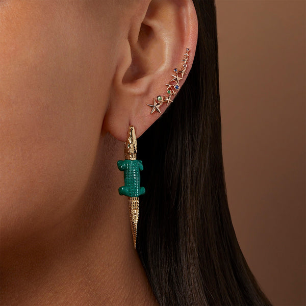 Malachite Alligator Bite Earring