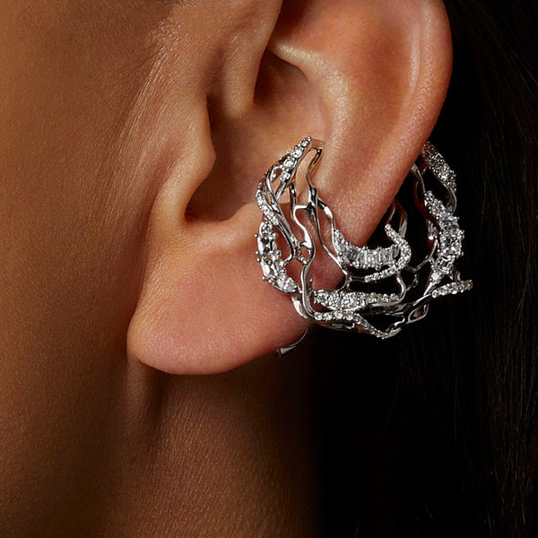 Diamonds Smoulder Ear Hangers in White Gold