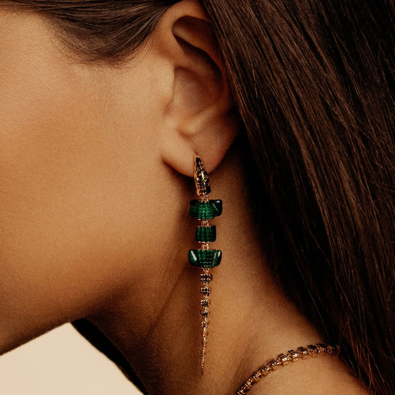 Malachite Alligator Vertebrae Bite Earring