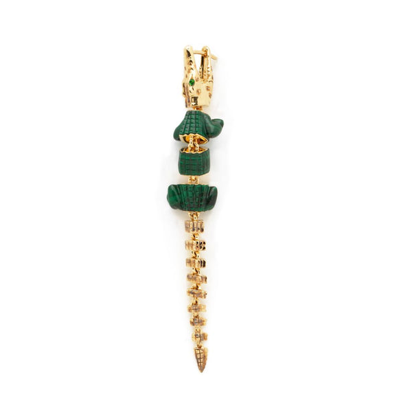 Alligator Malachite Vertebrae Bite Earring
