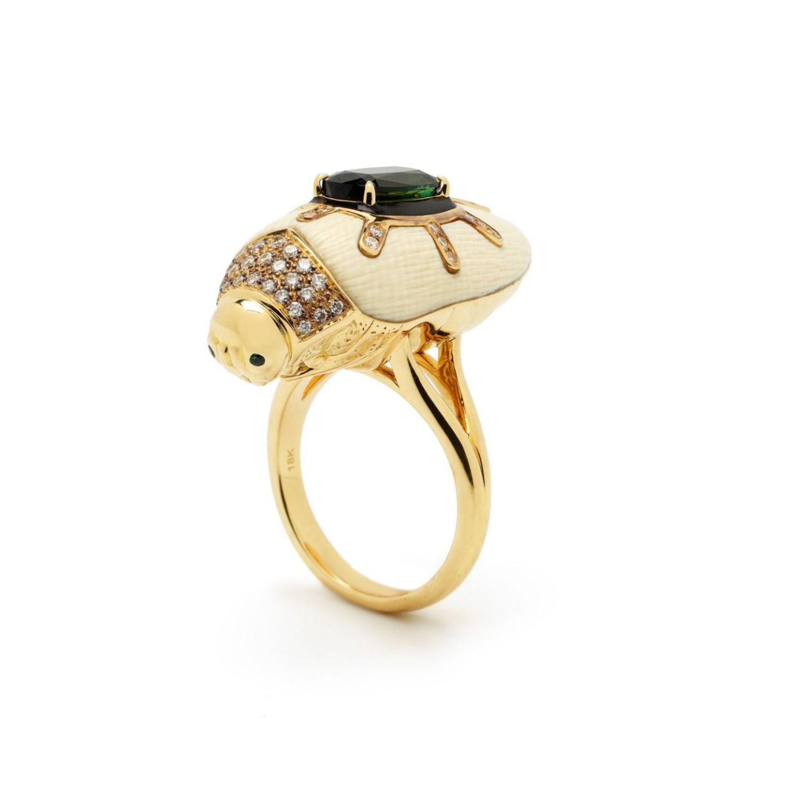 Scarab Mammoth Ring with Green Tourmaline – Bibi van der Velden