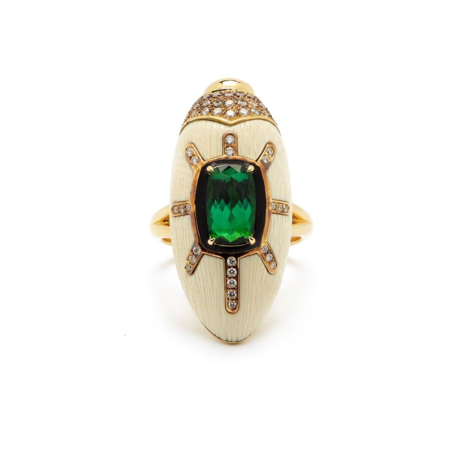 PROFESSIONAL GOLDSMITHING 彫金 アラン・リヴィア Scarab Mammoth Ring with Green Tourmaline – Bibi van der Velden