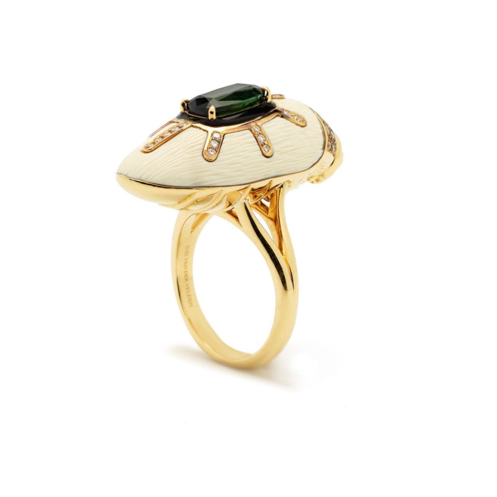 Scarab Mammoth Ring with Green Tourmaline – Bibi van der Velden
