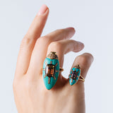 Scarab Turquoise Ring with Watermelon Tourmaline