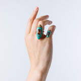 Scarab Turquoise Ring with Watermelon Tourmaline