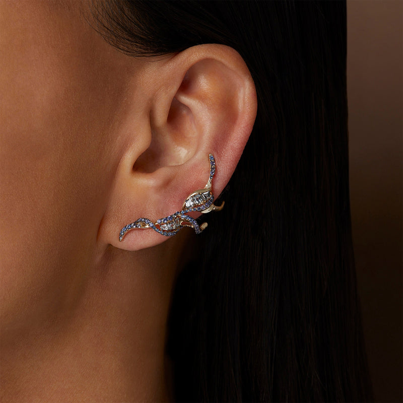 Puff Ear Climber in Blue Sapphire