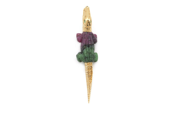 Ruby Zoisite Alligator Bite Earring