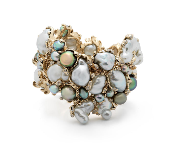 Classic Pearl Cluster Gold Bracelet