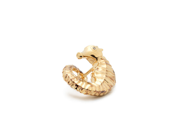 Seahorse Twist Stud Earring - Yellow Gold