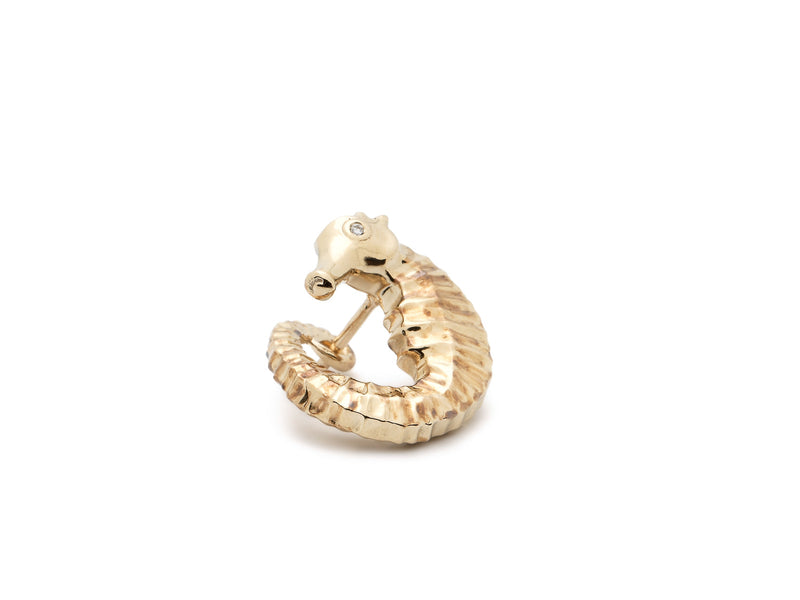 Seahorse Twist Stud Earring - White Gold